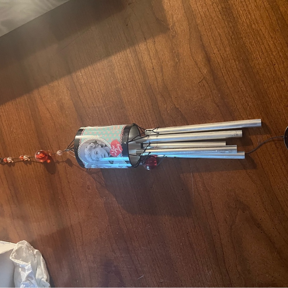 Silver Wind Chime with Red Accents